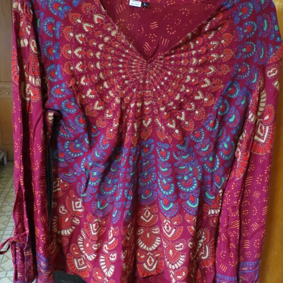 Peacock blouse Boho style size large NEW never used - Picture 12 of 16